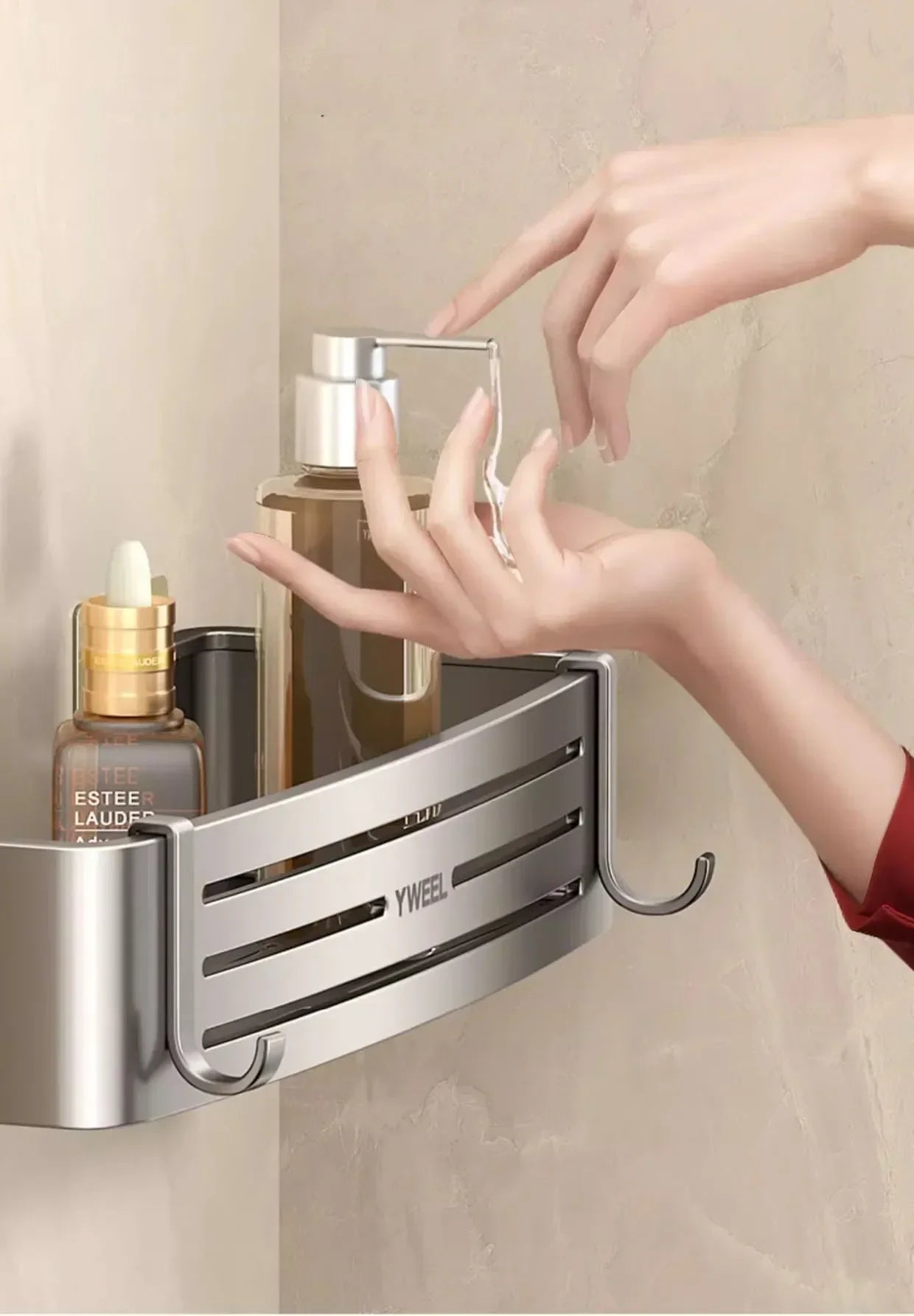 No Drill Bathroom Shelf Bathroom Makeup Shampoo organizer Aluminium Bathroom Organizer Shower Shelf Bathroom Accessories