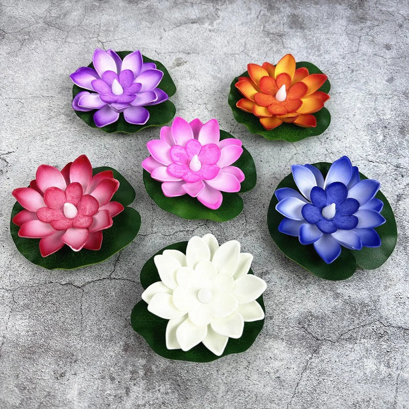 1PC/6PCS LED Lotus Night Lamp Floating Water Sensor Flower Lamp Garden Tank Decor Festive Party Accessories Wishing Lotus Light