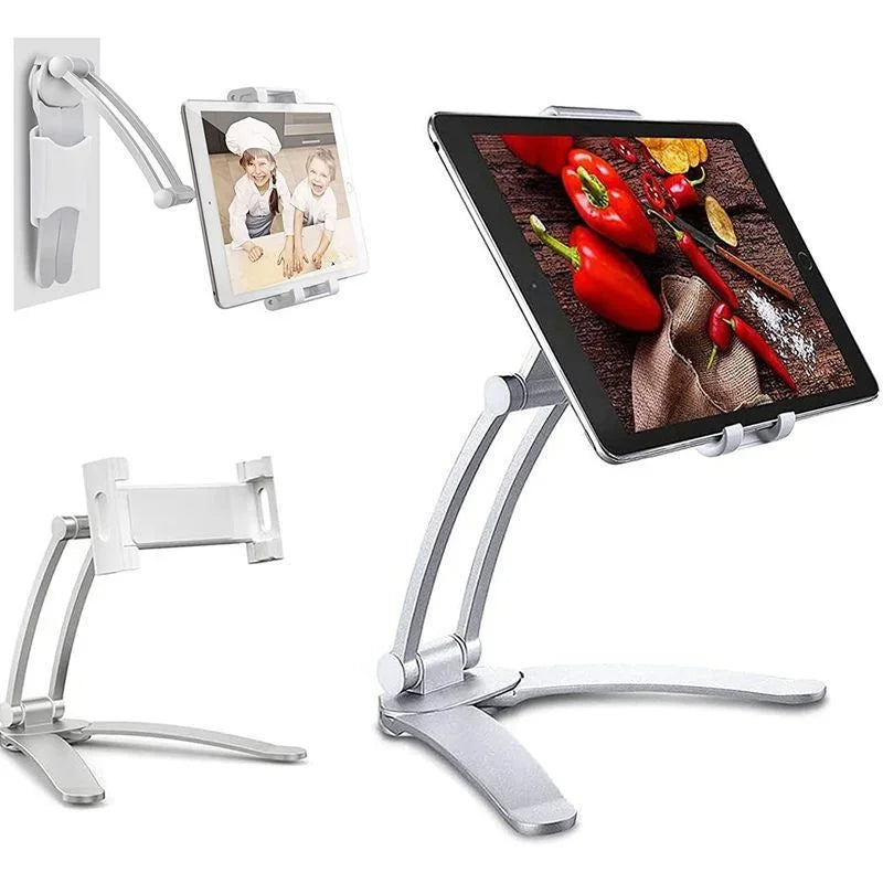 Aluminum Kitchen Tablet Stand Phone Holder Flodable Adjustable 5-13 inches Tablet Phone Desktop Mount for iPad Pro 12.9