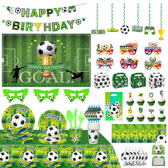 Soccer Football Birthday Decoration Soccer Sports Theme Tableware Set Happy Banner Balloons Party Supplies For Kids Boy Favors