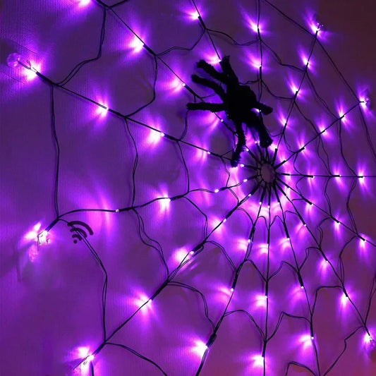 Halloween Decrations Spider Web Lights 70 LED Outdoor Waterproof Battery Operated for Halloween Festival Holiday Indoor Decor