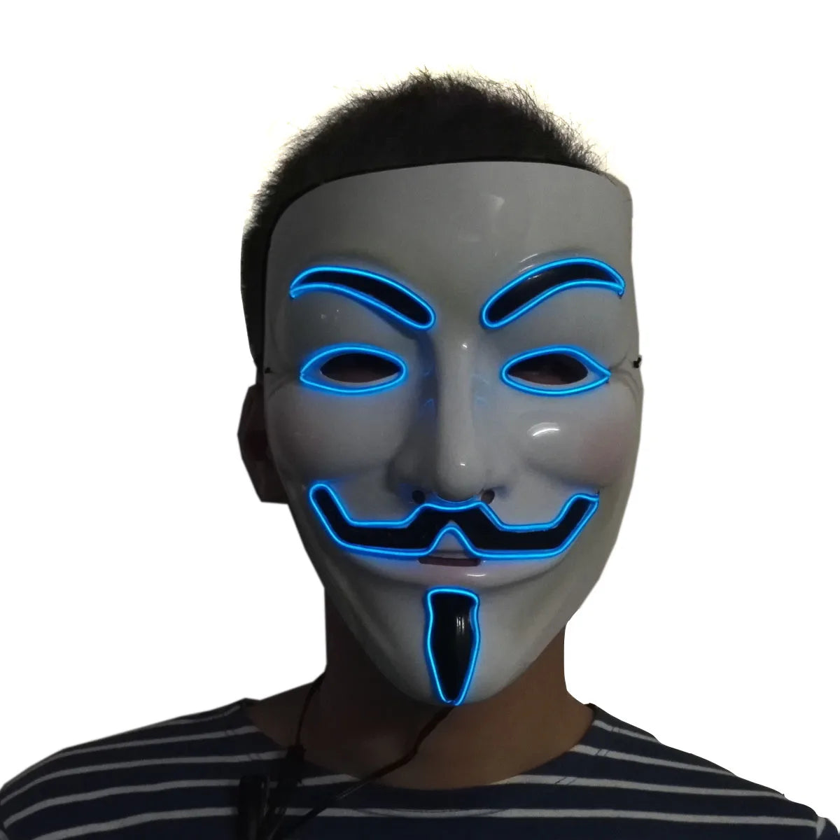 قناع LED Hacker V Vendetta الساخن لعام 2024 للبالغين قناع LED مضيء مضيء لحفلات التوهج إكسسوارات قناع الهالوين ديكور