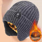 Outdoor Men Winter Knitted Hat Plush Warmth Peaked Cap Earmuff Casual Fashion Faux Fur Lined Bomber Hats Cycling Ear Protection