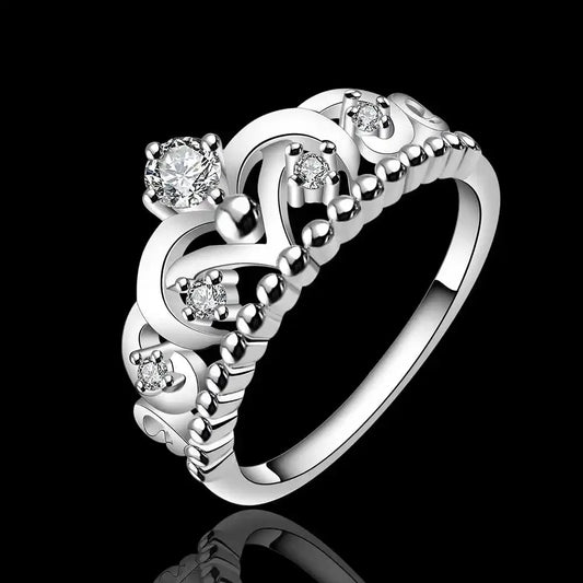 925 Sterling Silver Ring High Quality Elements Fashion Beautiful Inlaid Stone Crown  Jewelry Free Shipping Factory Price