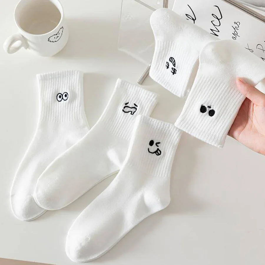 5pcs Women Socks Winter White Socks Absorb Sweat And Prevent Odor White Women's Socks