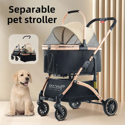 Luxury Dog Cat Trolley All-in-one Folding Outdoor Use Pet Stroller for Dog and Cat 2 in 1 Pet Cart Dog Stroller