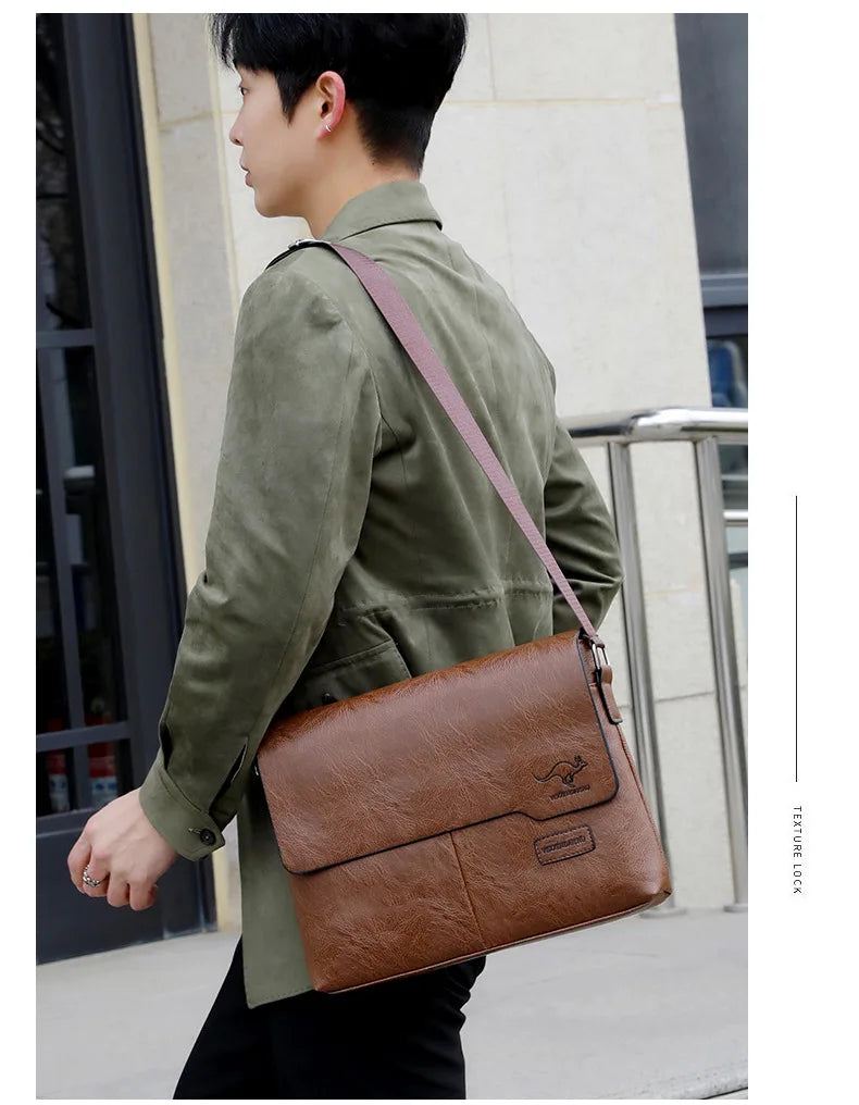 Luxury Brand Men Shoulder Bag For IPAD Leather Business Handbag Men Messenger Bag Large Side Sling Bag Fashion Man Crossbody Bag