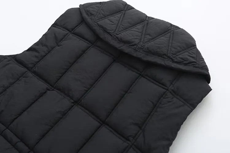 Plus Size Women's Clothing Autumn And Winter New In Thickened Laminated Vest Turndown Collar Mid-Length Quilted Jacket Oversize