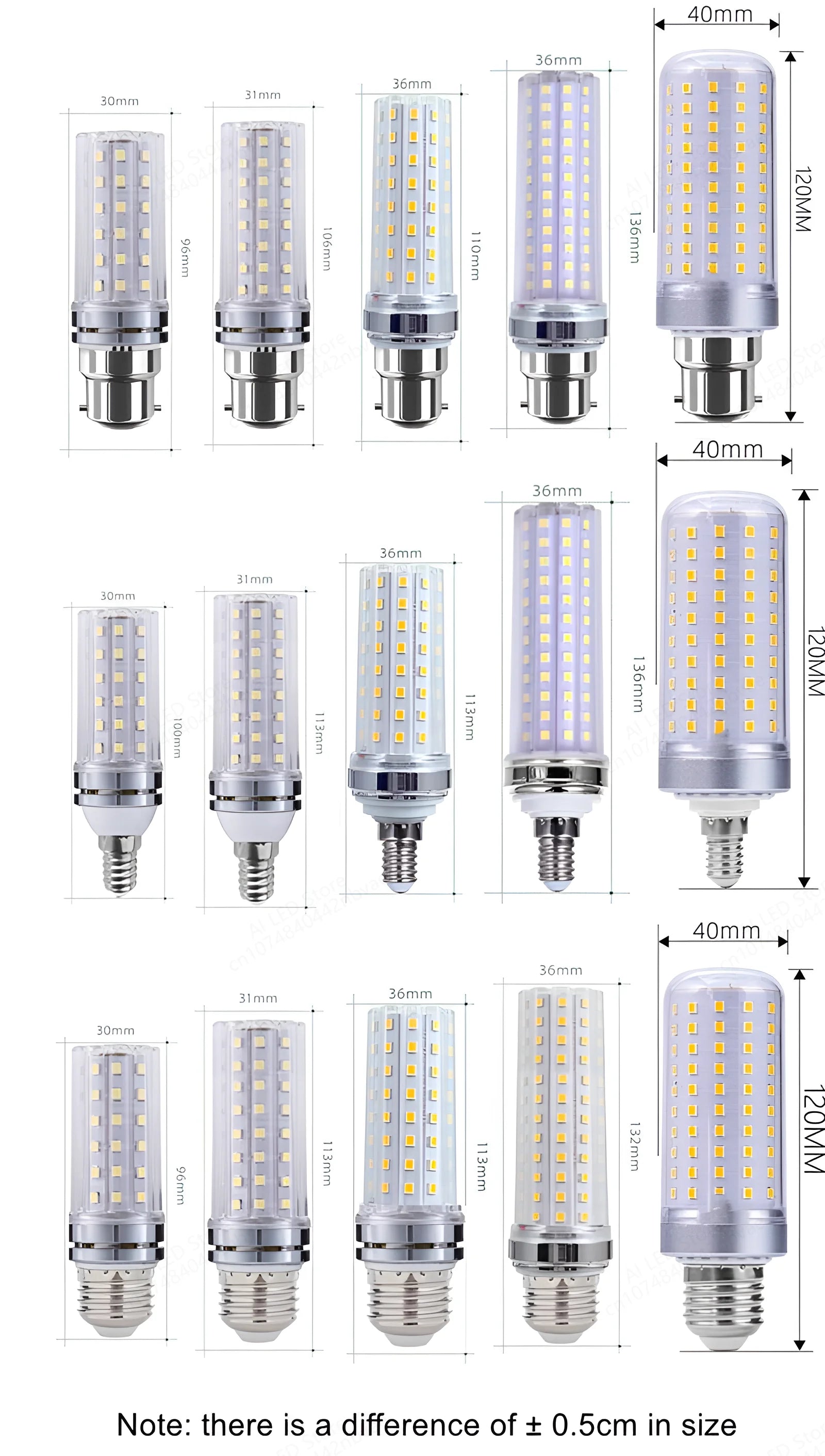 NEW 12W 16W 20W 24W 40W Super High power E14 E27 B22 LED lamp Corn Bulb AC220V 110V 85-265V  No Flicker LED light lighting