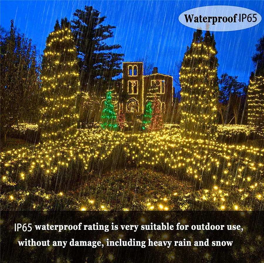 20M 30M 50M Waterproof LED String Lights Outdoor 8 Modes Christmas Garland Fairy Lights for Garden Party Wedding Xmas Tree Decor