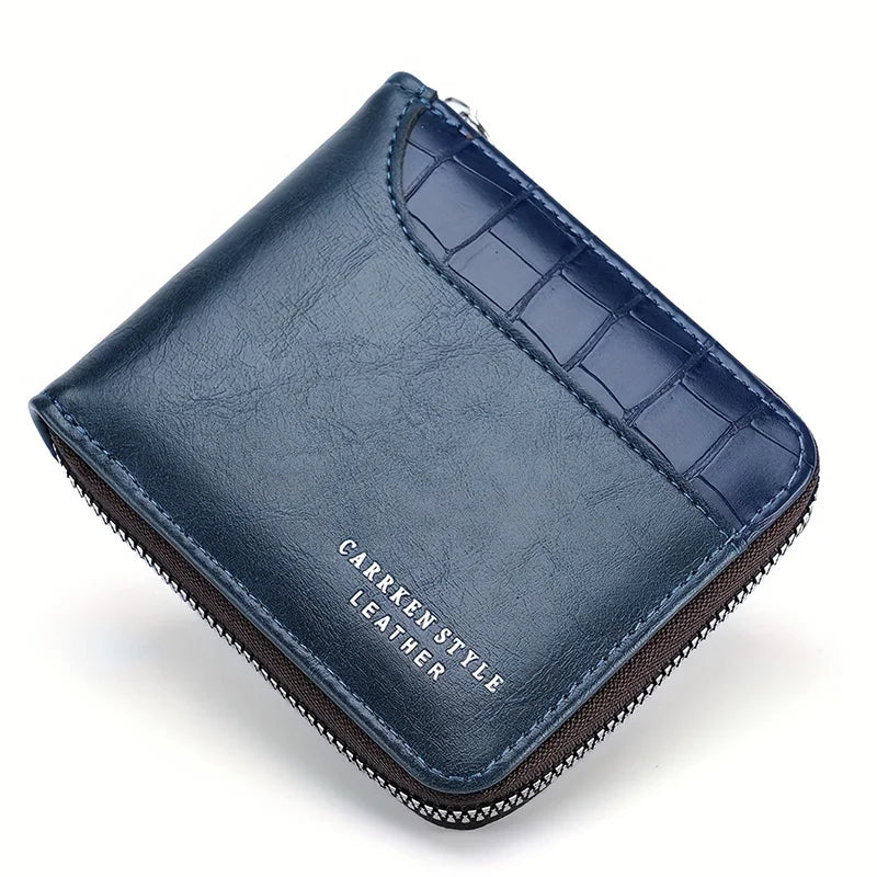 Leather Men’s Wallet Luxury Mens Purse Male Zipper Card Holders with Coin Pocket Rfid Wallets Gifts for Men Money Bag