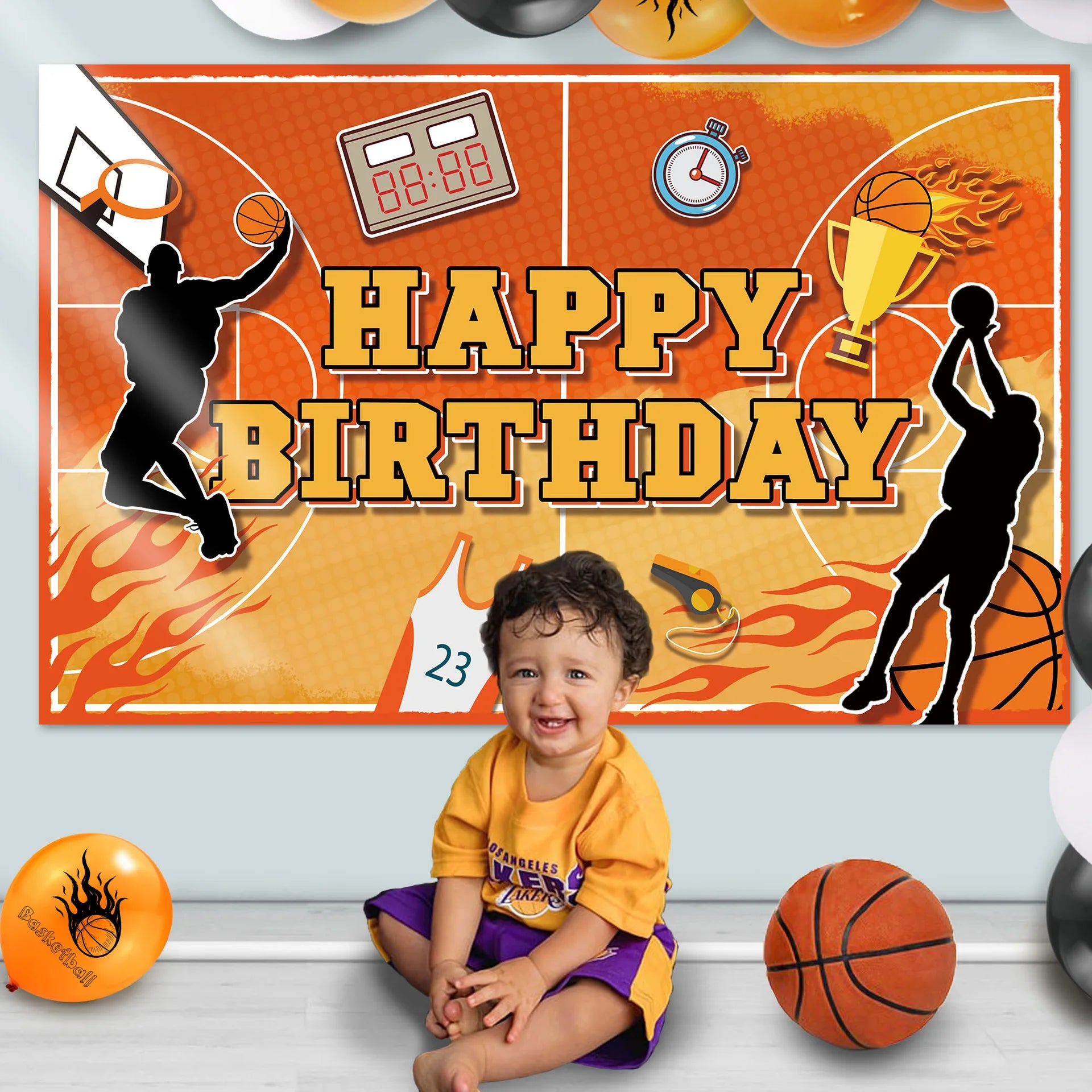 Basketball Balloons Set Happy Birthday Banner Party Favors Supplies Cake Decorating Supplies Basketball DIY Decortions Wholesale