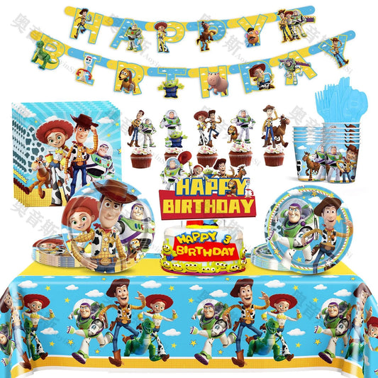 Disney Toy Story Birthday Decoration Balloons Buzz Lightyear Tableware Plates Napkin Plate Cup Banner Party Supplies For Kid