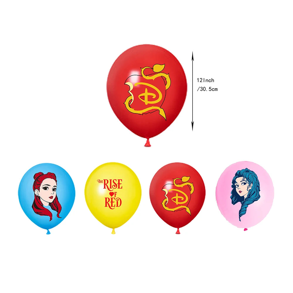 Disney Descendants The Rise of Red Birthday Party Decoration Balloon Banner Backdrop Cake Topper Descendants Birthday Supplies