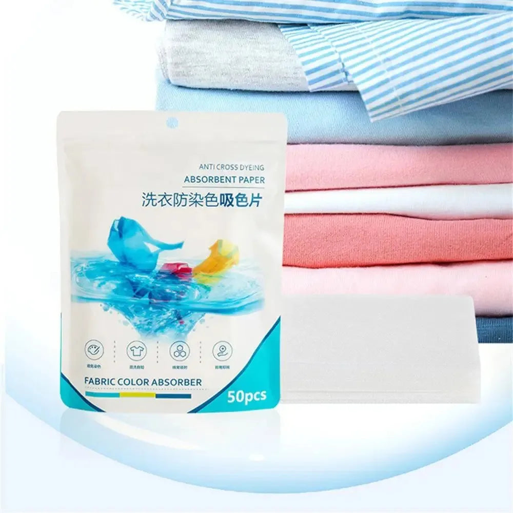 50 PCS/Bag Laundry Tablets Laundry Paper Anti-Staining Clothes Sheets Anti-String Mixing Color Absorption Washing Accessories 