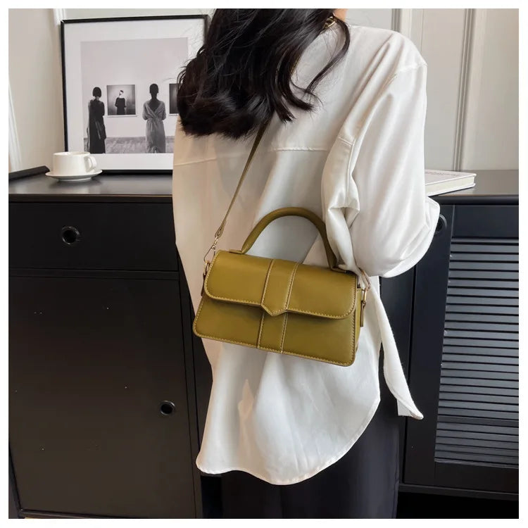 XOUHAM Pu Leather Shoulder Bag for Women Handbag Fashion Crossbody Bags Vintage Underarm Bag Female Casual Flip Square Satchel