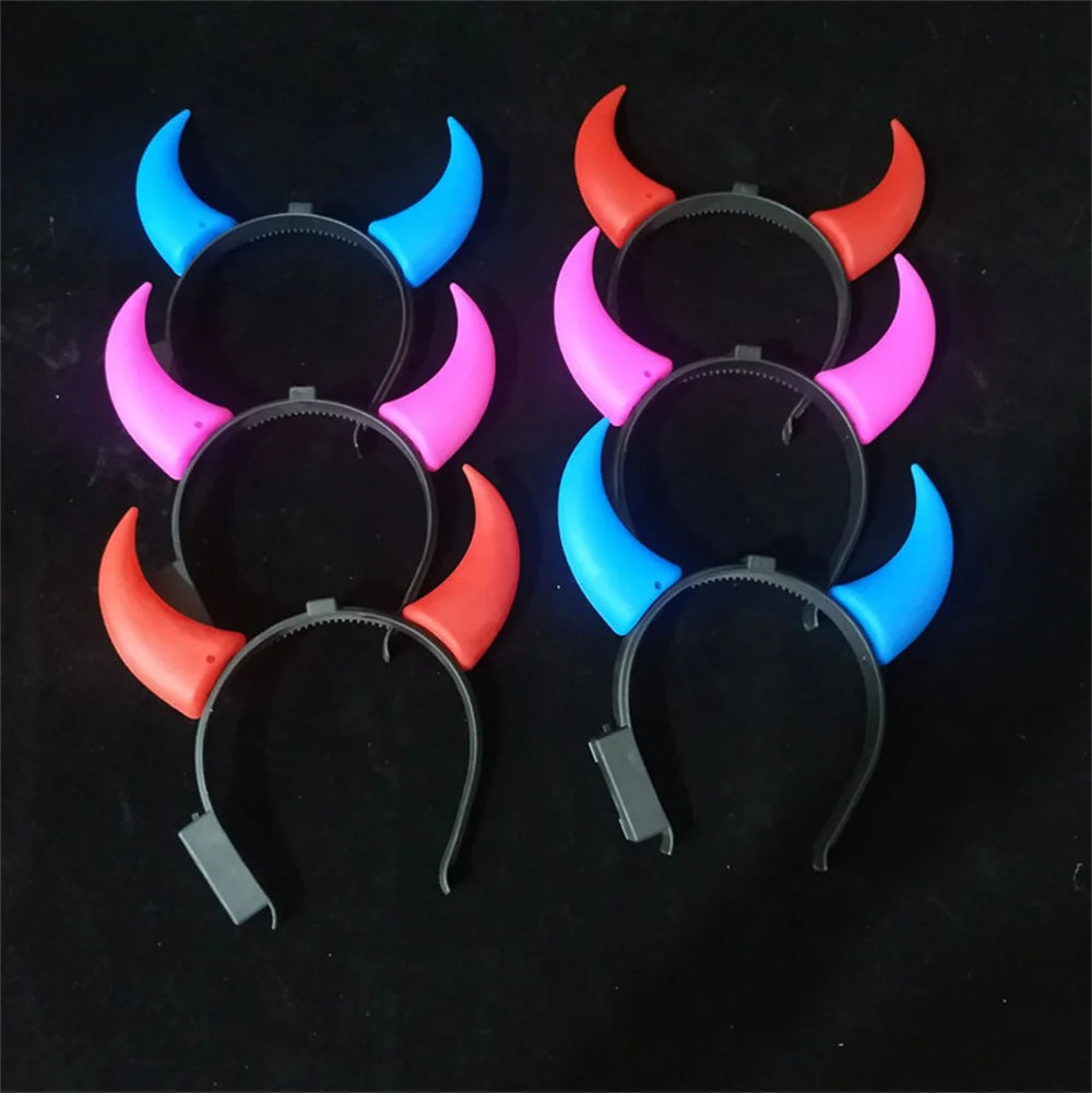 1 Pcs Unique Party Accessories Festive LED Headbands Halloween Party Headwear Glowing Devil Headwear LED Devil Horns Headband