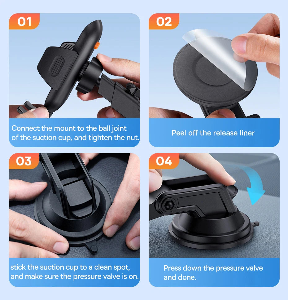 Baseus Car Phone Holder Sucker for Dashboard Windshield Vent Mobile Car Holder Clamp For iPhone Pro Max X Xiaomi Huawei Samsung