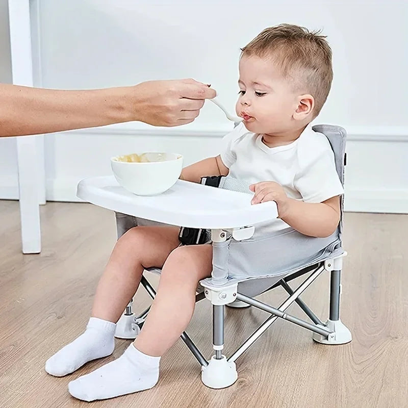 Aluminium Alloy Foldable Portable Compact Baby Chair with Safe Belt for Indoor Outdoor Use Easy Travel for Camping Picnics