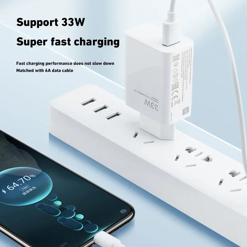 Xiaomi Original 120W Charger EU QC 3.0 67W Fast Turbo Charge 6A Type C Cable For Xiaomi Redmi Note 13 12 POCO X5 M4 Pro Pad 6