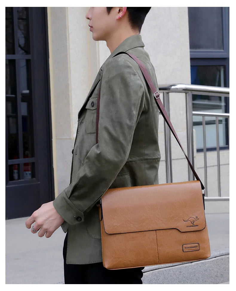 Luxury Brand Men Shoulder Bag For IPAD Leather Business Handbag Men Messenger Bag Large Side Sling Bag Fashion Man Crossbody Bag