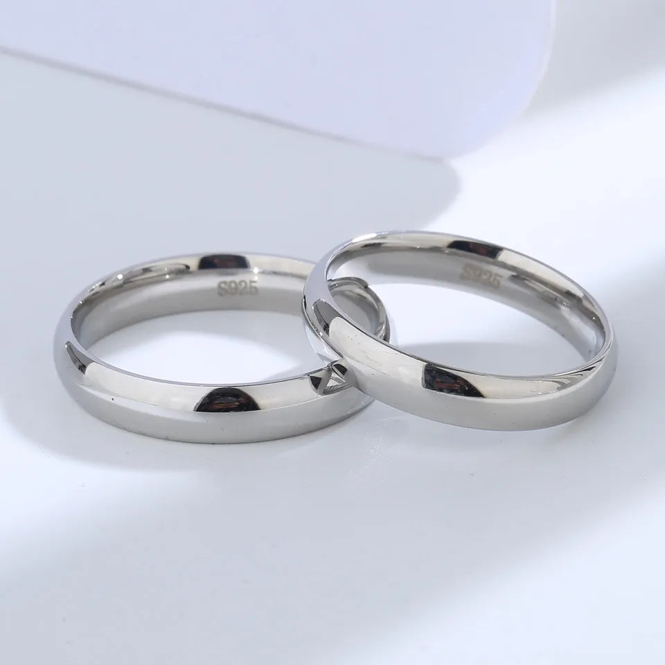 Buyee 925 Sterling Silver Couples Ring Sets Light Polishing Simple Ring for Woman Man Classic Wedding Fine Jewelry Circle