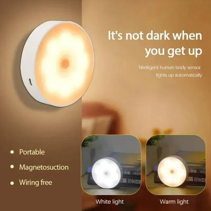 LED Motion Sensor Night Light USB Rechargeable Night Lamp For Kitchen Cabinet Wardrobe Lamp Staircase Wireless LED Closet Light