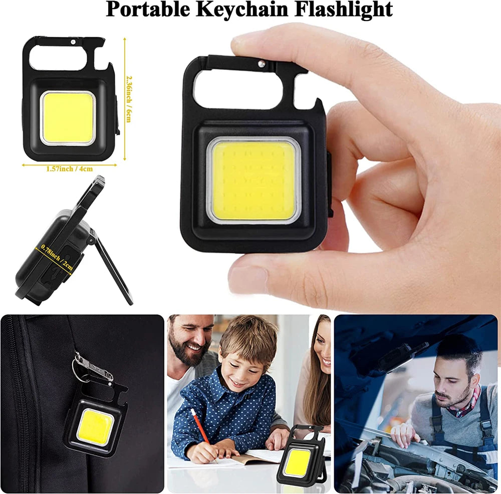 New LED Small Rechargeable COB Keychain Flashlights Portable Emergency Lamps Strong Magnetic Repair Work Outdoor Camping Light