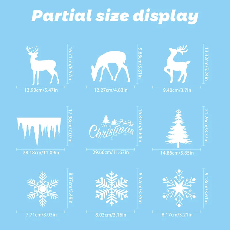 Double-Sided Christmas Window Clings Designs Snowflake Static Stickers Decoration White Xmas Ornaments Reusable Party Supplies