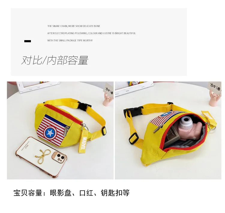 Disney Marvel New Iron Man Spiderman Superman Children's Waist Bag Fashion Messenger Bag Large Capacity Luxury Boys Chest Bags