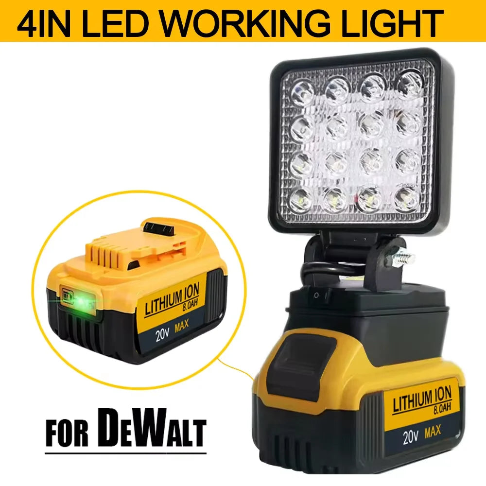 Led Light For Dewalt 18V Battery Portable Spotlight Cordless Outdoor Work Fishing Handheld Emergency ToolLight No Battery No USB