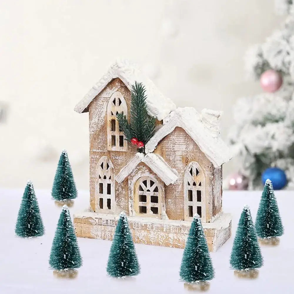 12PCS Set Mini Christmas Tree DIY Christmas Decorations 2025 Year Small Pine Tree Xmas Ornaments Navidad Gifts Christmas Decors