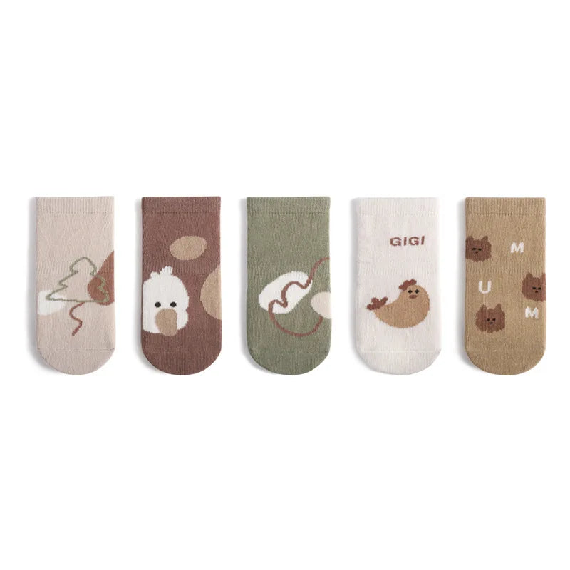 5 Pairs Winter Baby Socks Toddler Anti-slip Children's Cartoon Floor SocksIndoor Floor Warm Hose Accessories 0-5Y