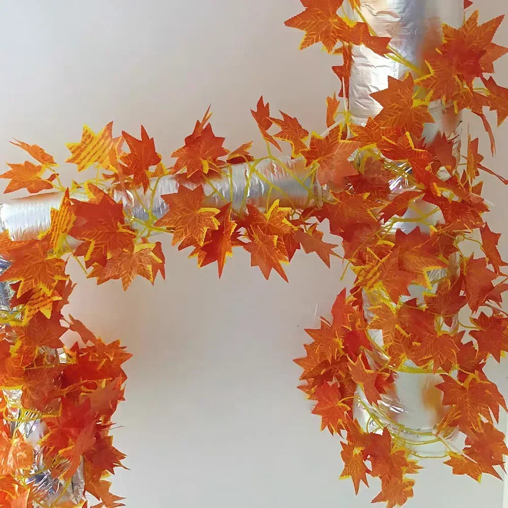 30-1PC Artificial Maple Leaves String Maple Leaf Garland Plants Christmas Garden Indoor For Wedding Party Home Autumn Decoration