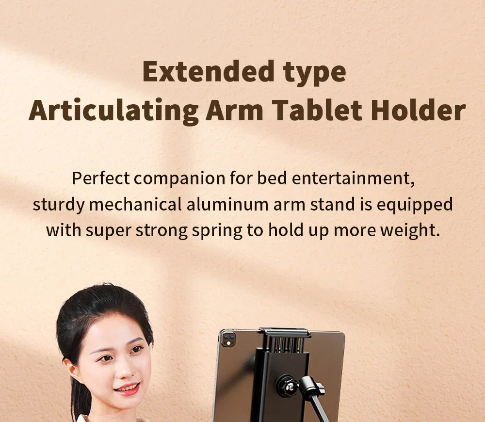 Tablet Holder for Bed with 90cm Metal Arm 360° Rotating Bed Tablet Mount Stand For iPad Stand 4.5~11 Inch Phone Tablet Bracket