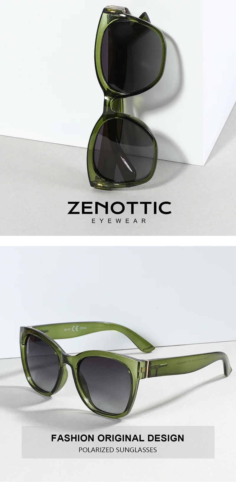 ZENOTTIC 2024 Original Thick Butterfly Frame Polarized Sunglasses for Women Chunky Uv400 Protection Shade Cat Eye Sun Glasses