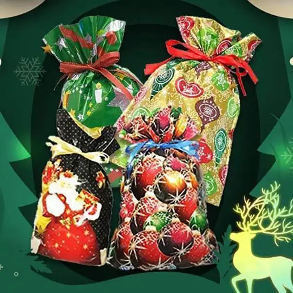 15 Pcs Navidad Gift Wrapping Drawstring Merry Christmas Santa Claus Gift Bag Large Size Cookies Candy Mistery Box Packaging Bag