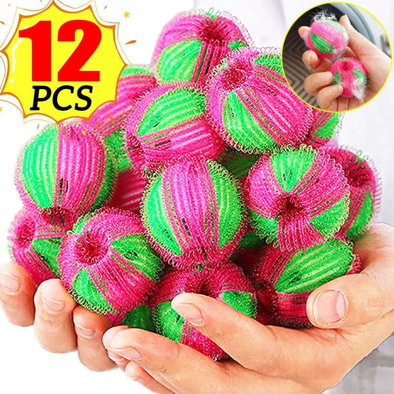 12/6PCS Washing Machine Hair Filter Floating Fur Lint Hair Remover Catcher Reusable Laundry Ball Dirty Collection Cleaning Balls