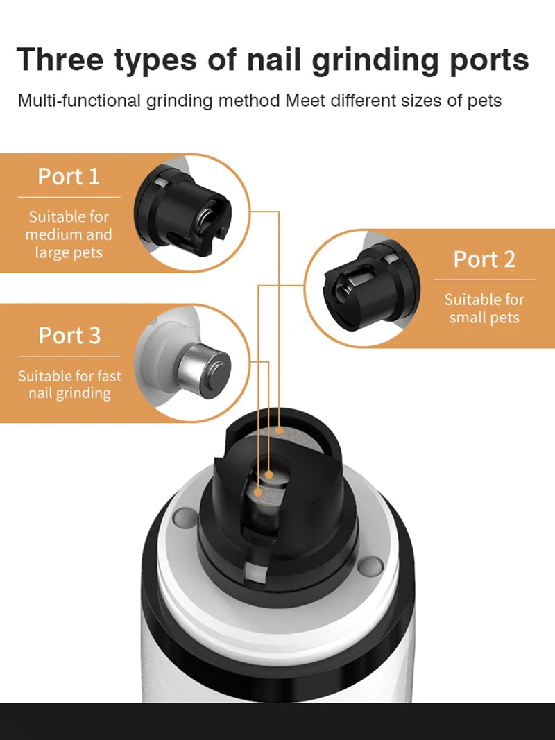 Electric Pet Nail Grinder LED Light Cat Dogs Nail Clippers USB Rechargeable Paws Nail Cutter Grooming Trimmer Pet Supplies