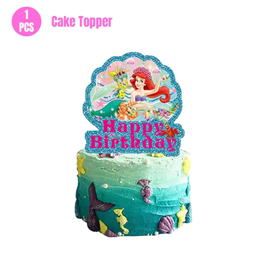 The Little Mermaid Ariel Princess Birthday Decorations Disposable Tableware Plate Straw Cup Balloons Baby Shower Party Supplies