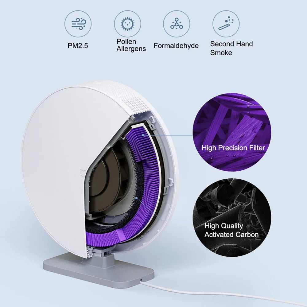 XIAOMI MIJIA Desktop Air Purifier 99.99% Antibacterial & Antiviral Filtration Mi home APP Formaldehyde Removal Air Cleaner