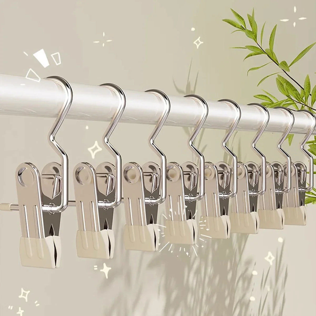 10pcs Pants Hanger Closet Clothes Organizer No Trace Clothespins Clothes Pegs With Hooks Clothes Hangers Clip