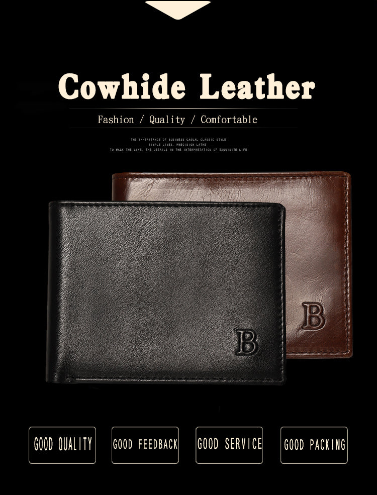 Cow Leather Men Wallets with Coin Pocket Vintage Male Purse RFID Blocking Genuine Leather Men Wallet with Card Holders