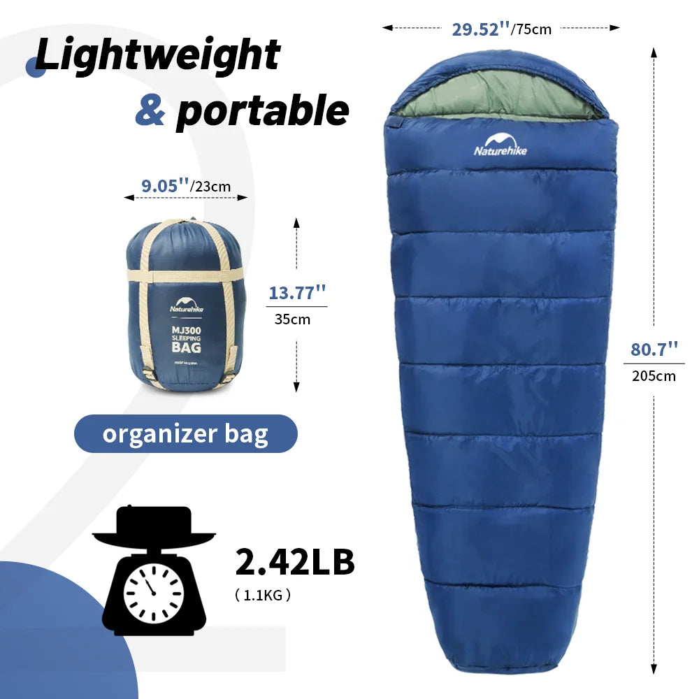 Naturehike MJ300 Sleeping Bag Ultralight Waterproof Mummy Sleeping Bag  4 Season Cotton Outdoor Camping Sleeping Bag