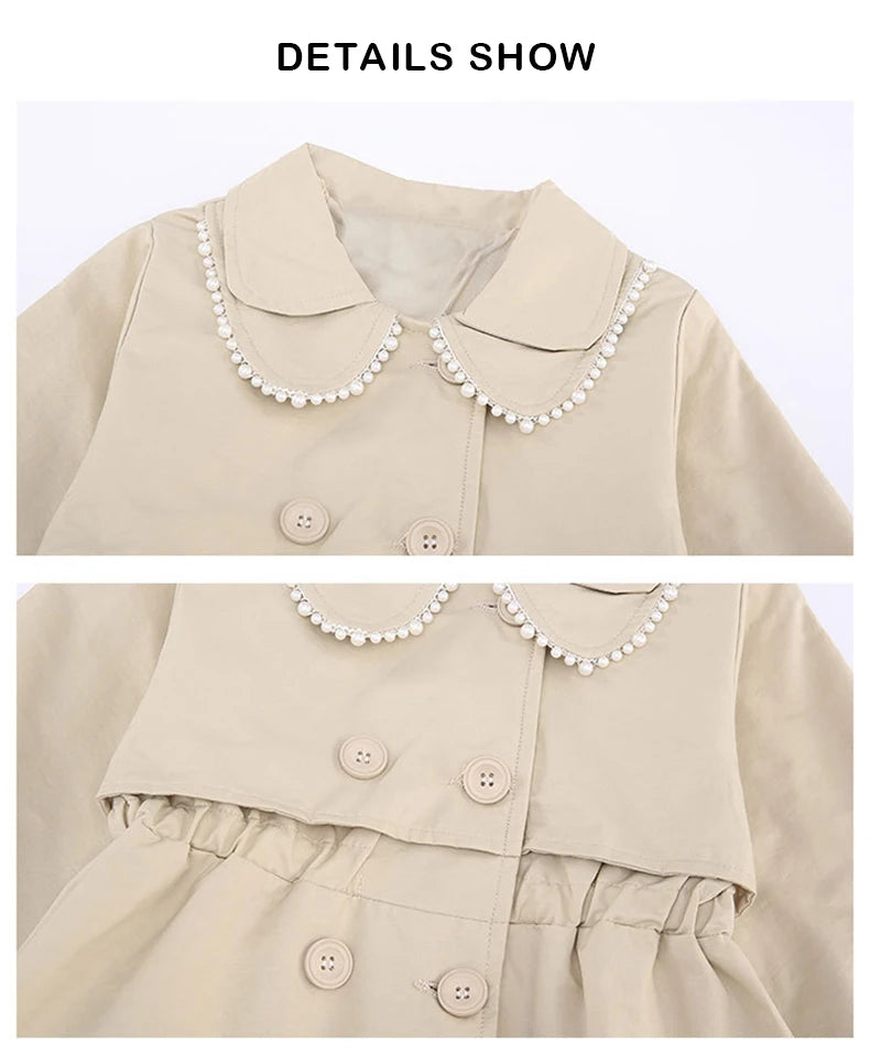 2023 Spring Autumn New Arrival Fashion Korean Style Girls Trench Coat Children's Outerwear Long Windbreak Jacket For Girls 4-12Y