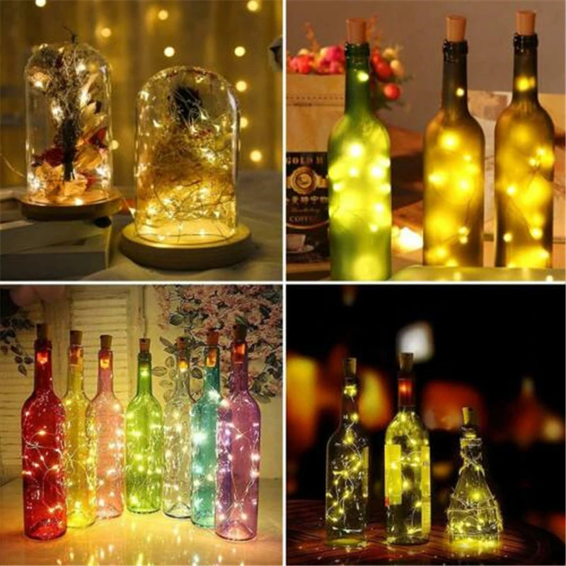 1pcs 1M 2M LED string lights Copper Silver Wire Fairy Light Garland Bottle Stopper For Glass Craft Wedding Christmas Decoration