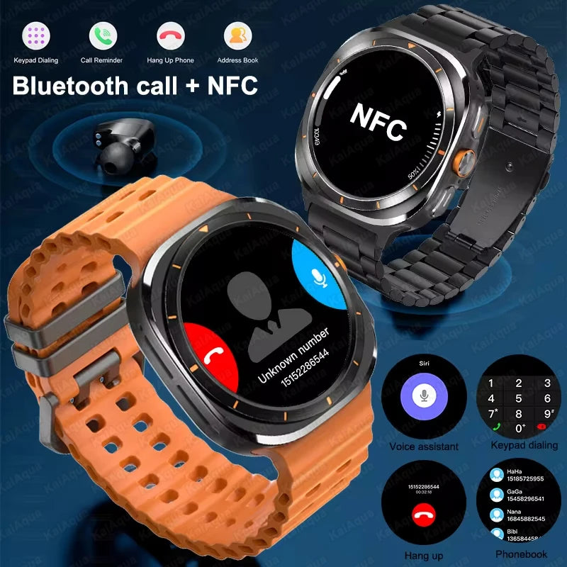 New For Samsung Galaxy Watch Ultra New GPS Track Smart Watch Men Amoled Always Display Blood Sugar Clock BT Talk NFC Smart Watch