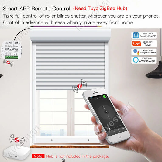 Tuya 智能 ZigBee 窗帘开关模块带 RF433，适用于卷帘百叶窗电机智能生活 APP 控制 Alexa Google Home 2MQTT