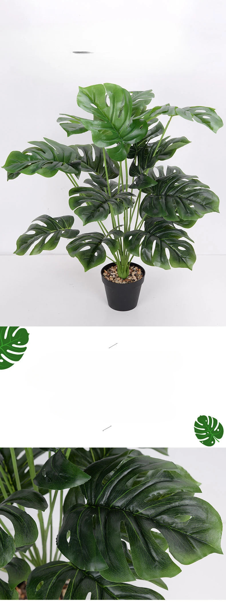 Simulation Monstera Plant Potted Floor Decor Turtle Leaf Artificial Bonsai Fake Tree Nordic Green Plant Home Garden Decoration