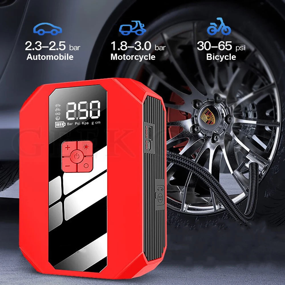 New 1200A 26800mAh Car Jump Starter 4 In 1 Pump Air Compressor Starting Device Power Bank 12V Digital Tire Inflator 150PSI